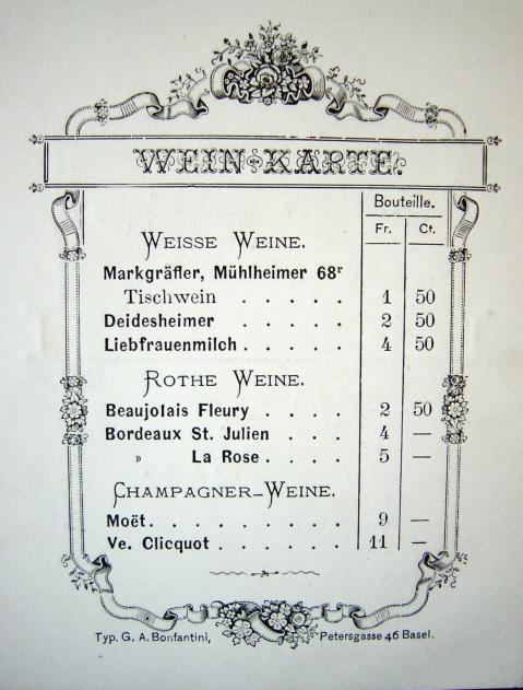 Bernoullianum_StABS Universitäts-Archiv II 7: Weinkarte (Eröffnung)