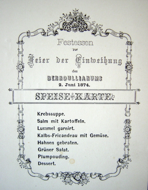 Bernoullianum_StABS Universitäts-Archiv II 7: Speisekarte (Eröffnung)